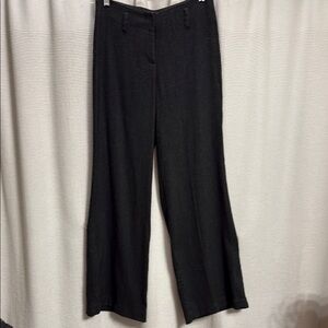 J Jill Wide leg Trousers Grey wool blend SZ 2 Mid rise tailored menswear classic